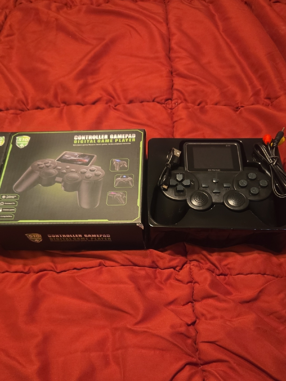 Portable Black Handheld Gamepad Console with Built-In Screen